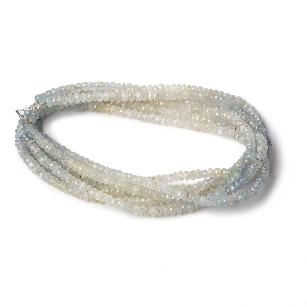 3.5 - 4mm Blue and White Sapphire Faceted Rondelle Beads 18 inch A Grade - Beadsofcambay.com