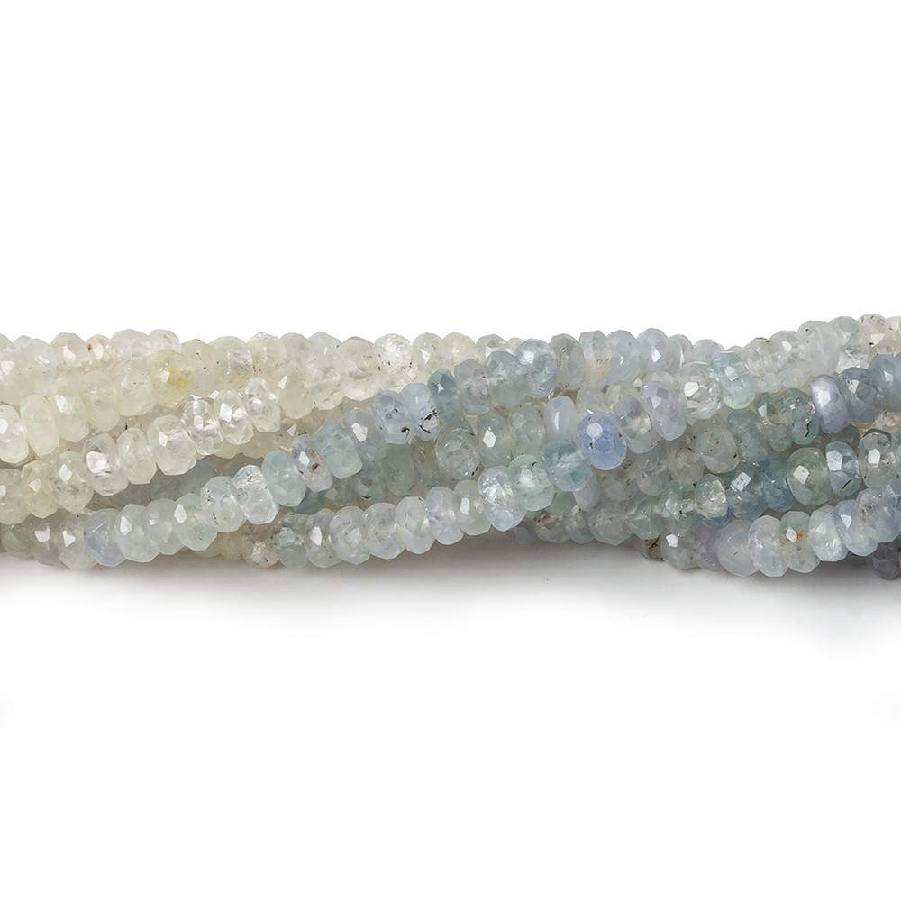 3.5 - 4mm Blue and White Sapphire Faceted Rondelle Beads 18 inch A Grade - Beadsofcambay.com