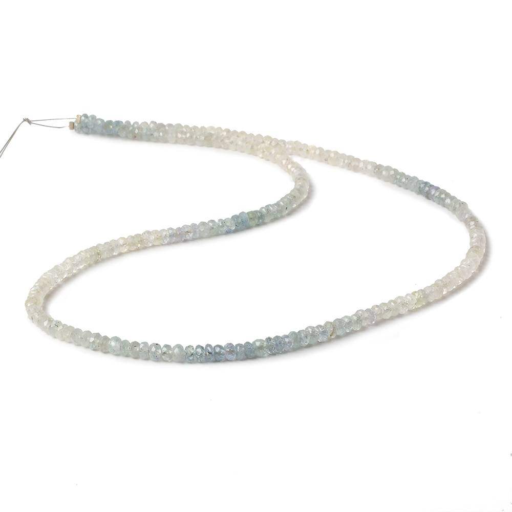 3.5 - 4mm Blue and White Sapphire Faceted Rondelle Beads 18 inch A Grade - Beadsofcambay.com