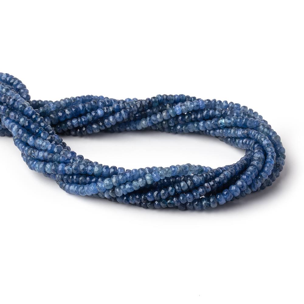 3.5-4mm Blue Sapphire Faceted Rondelle Beads 16 inch 157 pieces - Beadsofcambay.com