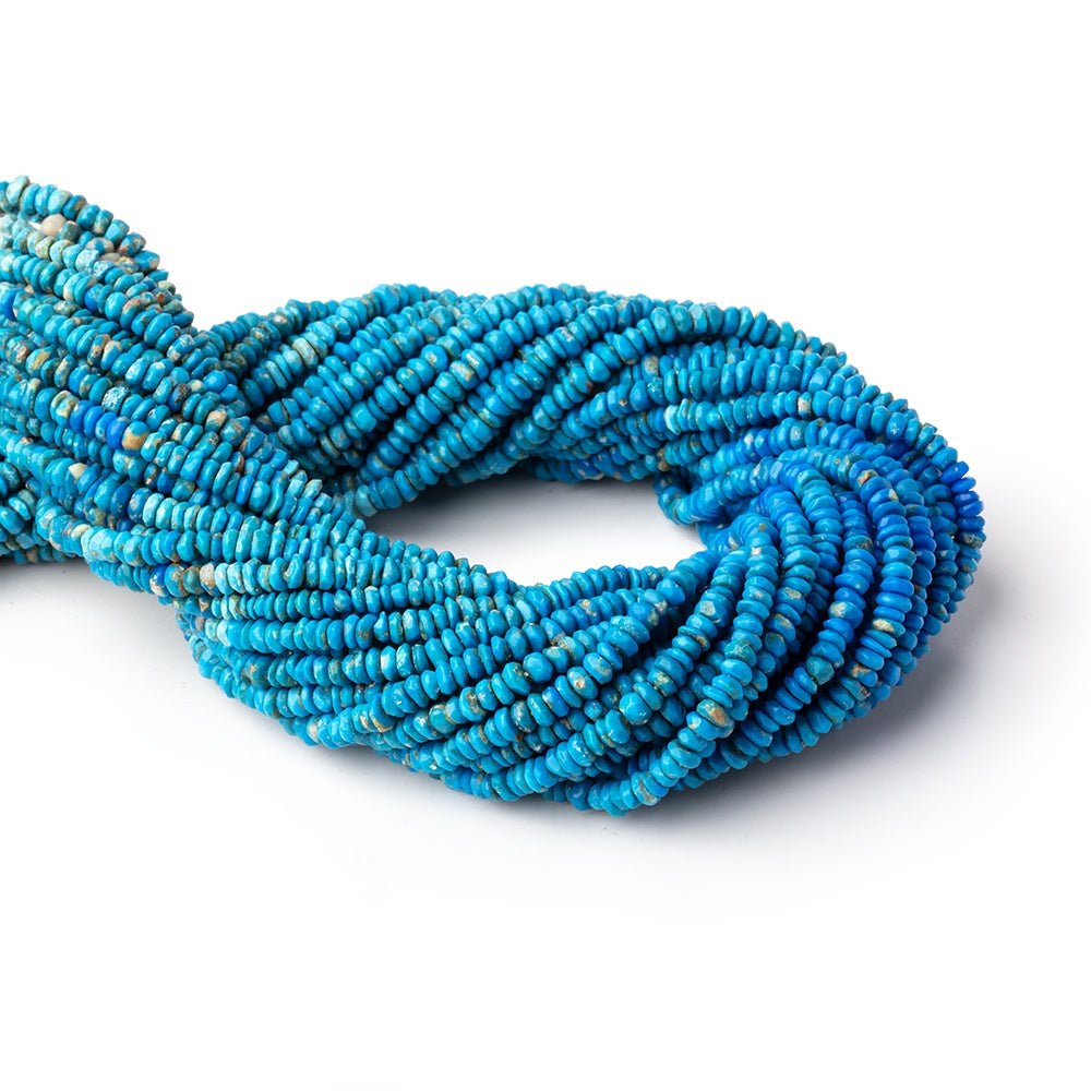 3.5-4mm Ceruleite Hand Faceted Rondelle Beads 12.5 inch 193 pieces - Beadsofcambay.com