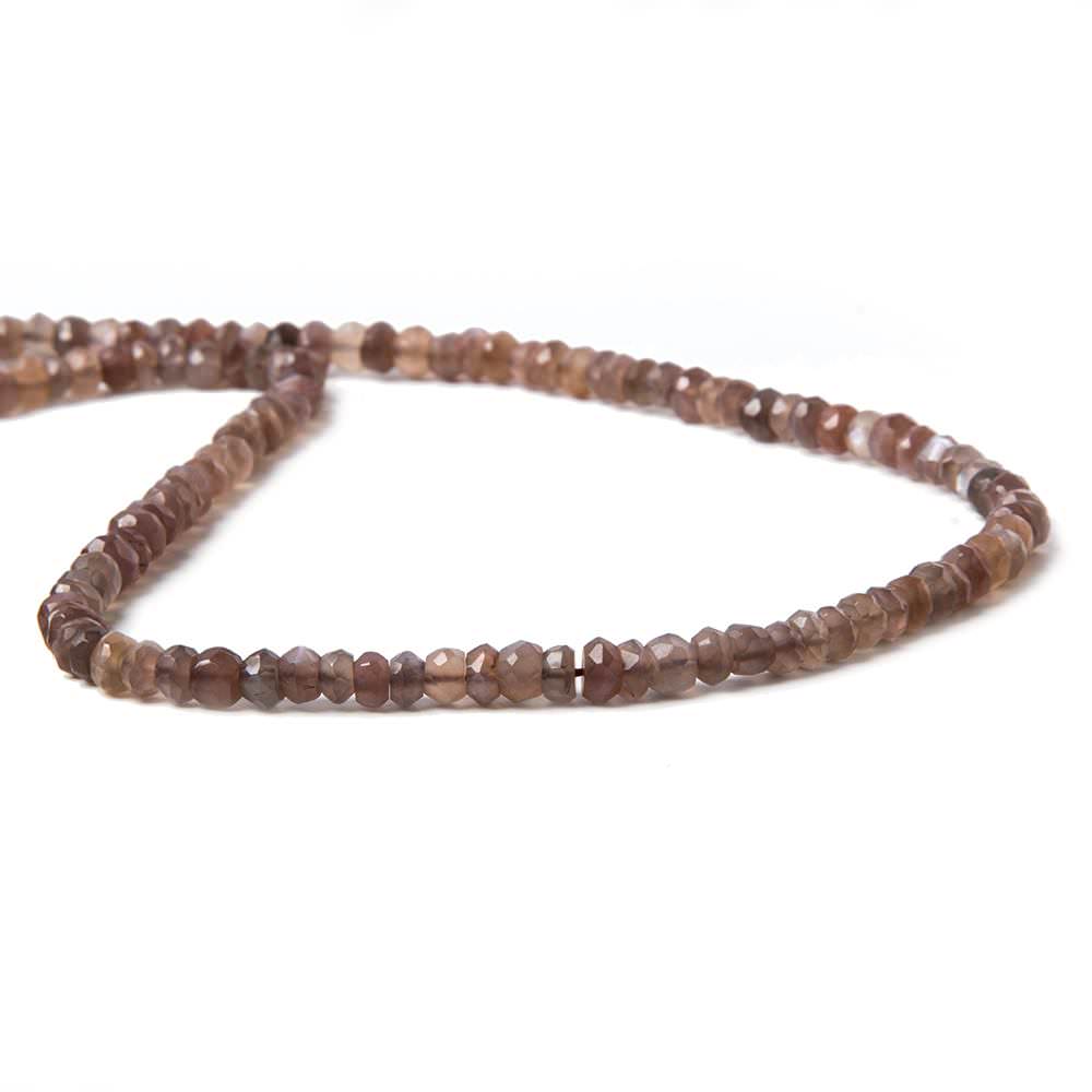 3.5-4mm Chocolate Moonstone faceted rondelle beads 13 inch 122 pieces - Beadsofcambay.com