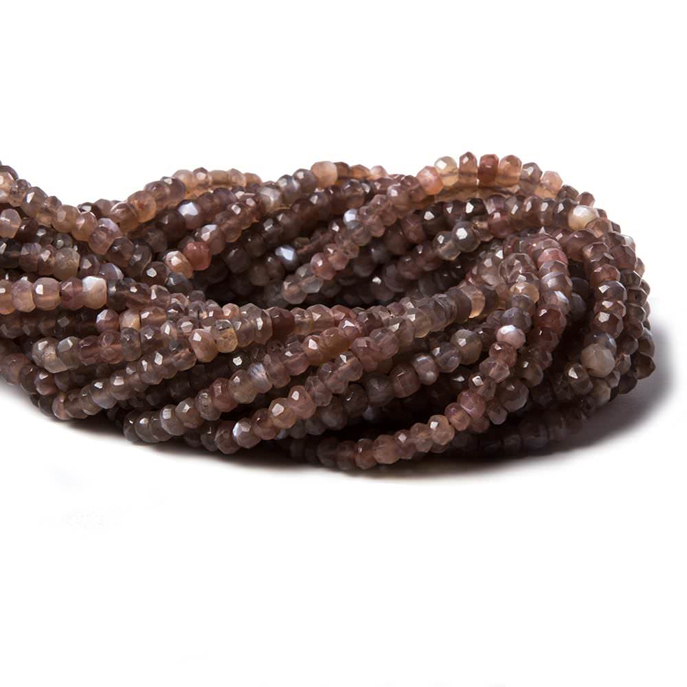 3.5-4mm Chocolate Moonstone faceted rondelle beads 13 inch 122 pieces - Beadsofcambay.com