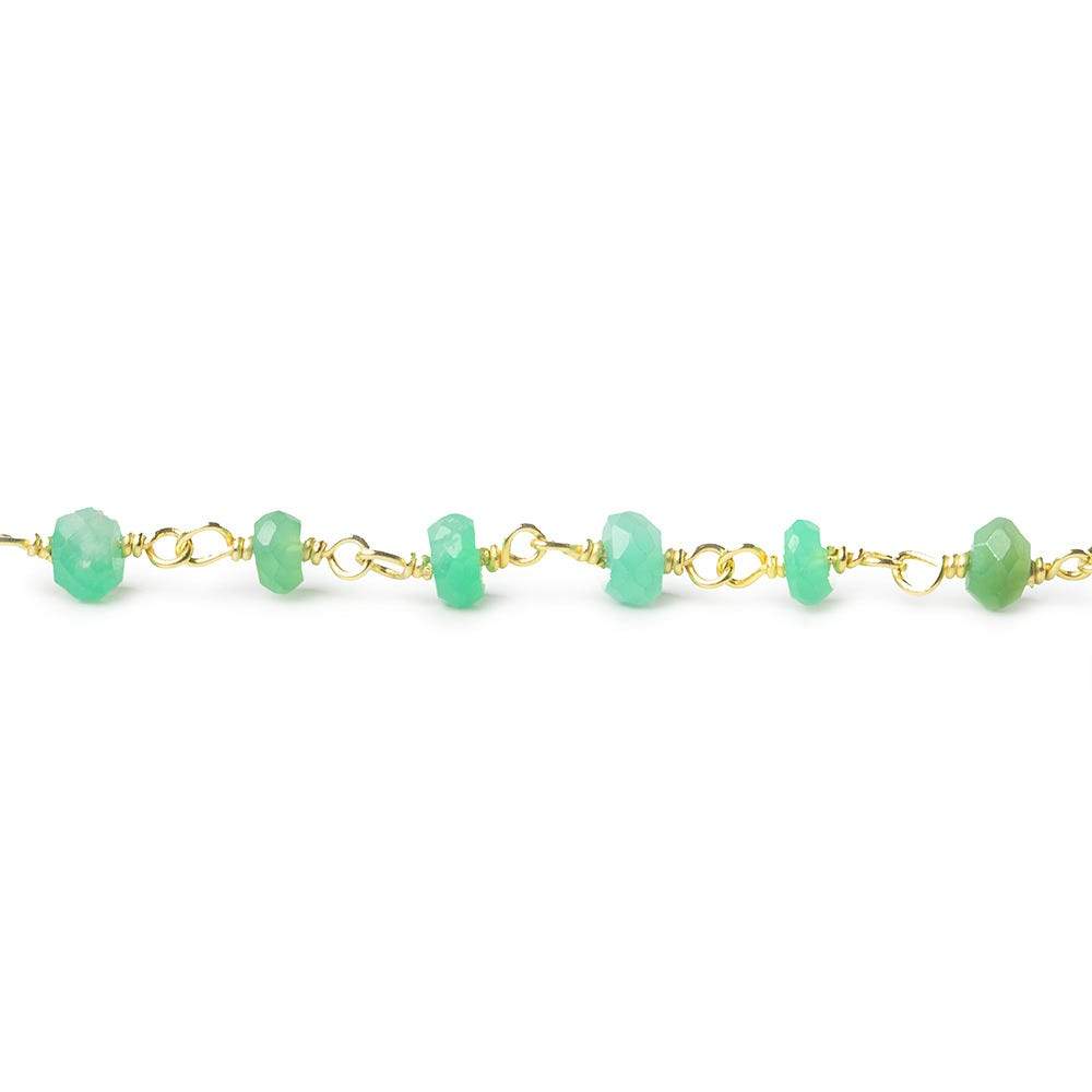 3.5-4mm Chrysoprase faceted rondelle Vermeil Chain by the foot 40 beads - Beadsofcambay.com