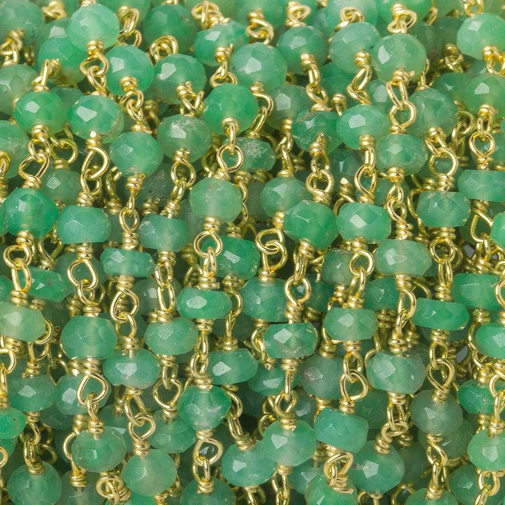 3.5-4mm Chrysoprase faceted rondelle Vermeil Chain by the foot 40 beads - Beadsofcambay.com