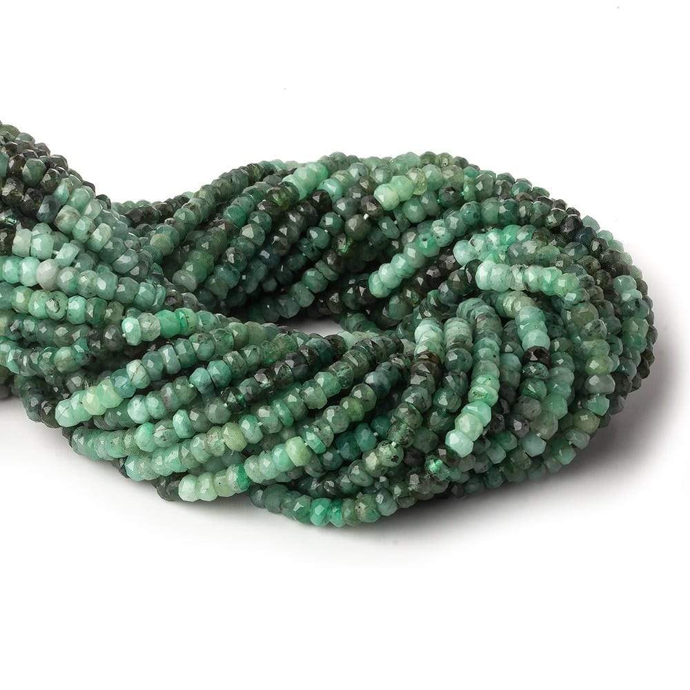 3.5-4mm Emerald faceted rondelle beads 13 inch 137 pieces - Beadsofcambay.com