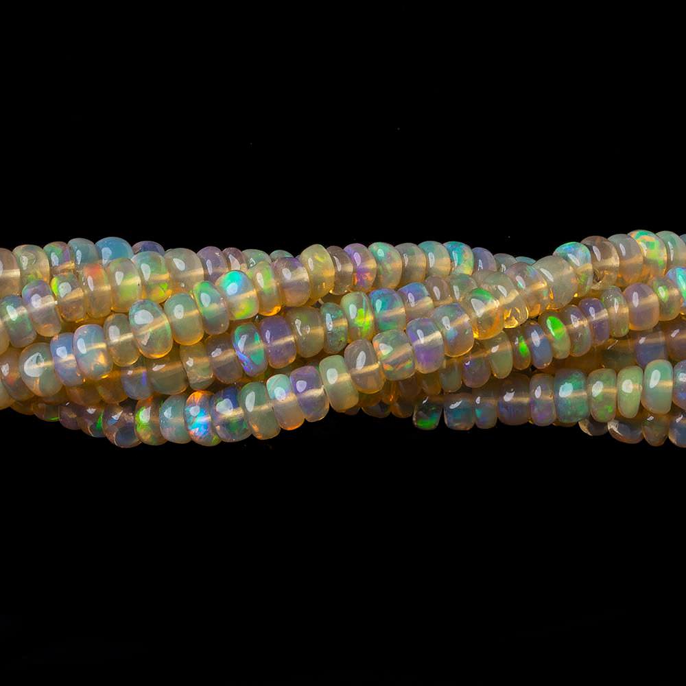3.5-4mm Ethiopian Opal plain rondelle beads 16 inch 190 pieces AA - Beadsofcambay.com