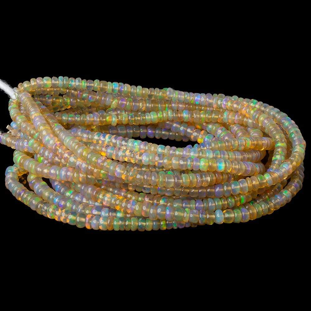 3.5-4mm Ethiopian Opal plain rondelle beads 16 inch 190 pieces AA - Beadsofcambay.com
