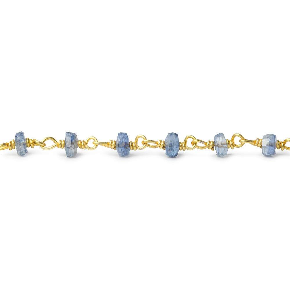 3.5-4mm Kyanite faceted rondelle Vermeil Chain by the foot 40 beads AAA - Beadsofcambay.com