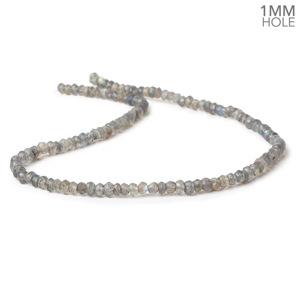 3.5-4mm Labradorite 1mm drill hole faceted rondelle Beads 12.5 inch 125 pieces - Beadsofcambay.com