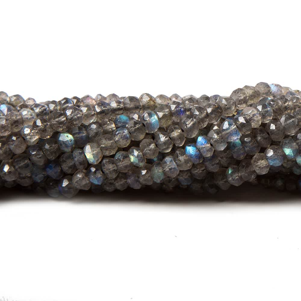 3.5-4mm Labradorite faceted rondelle beads 13 inch 133 pieces - Beadsofcambay.com