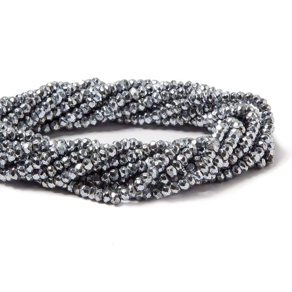 3.5-4mm Metallic Bluish Silver plated Pyrite faceted rondelle Beads 104 pcs - Beadsofcambay.com