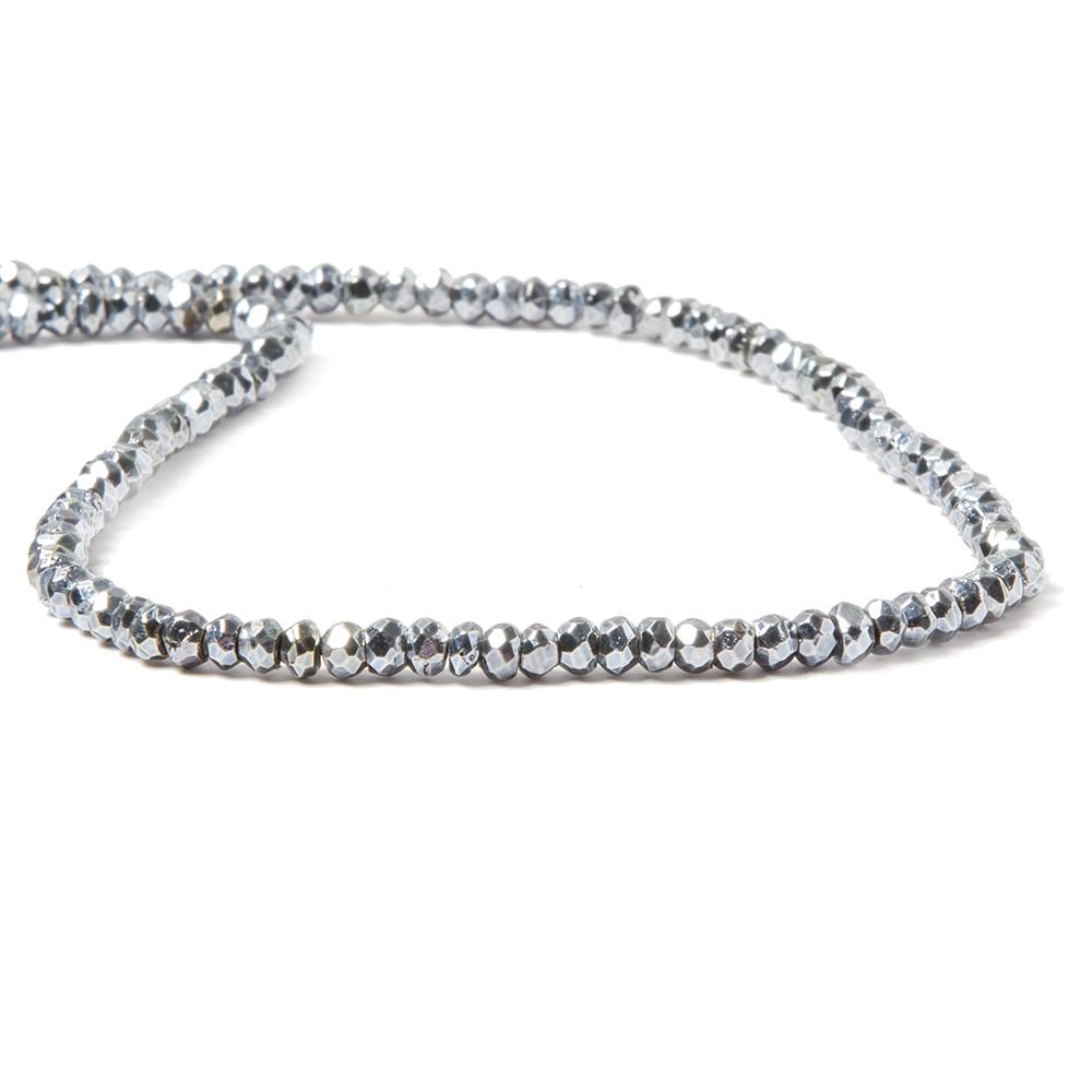 3.5-4mm Metallic Bluish Silver plated Pyrite faceted rondelle Beads 104 pcs - Beadsofcambay.com
