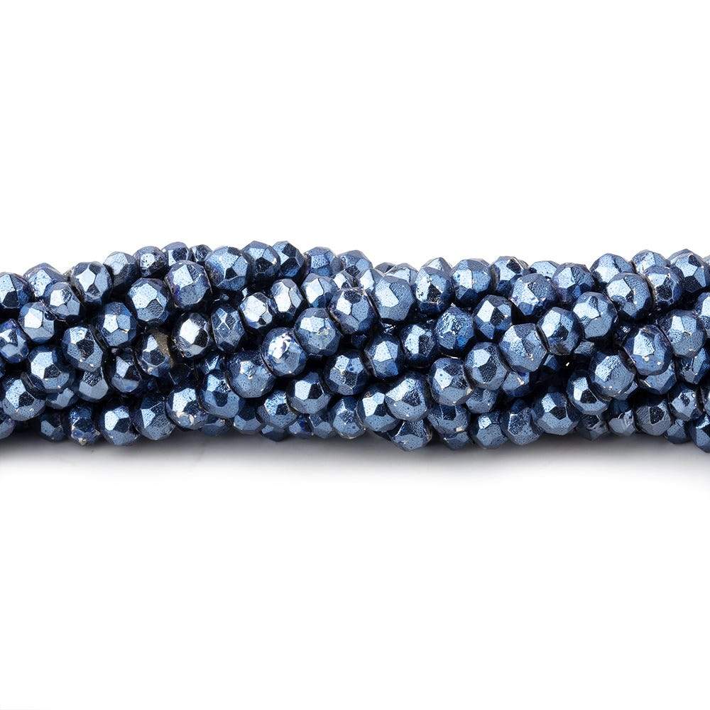 3.5-4mm Metallic Cadet Blue plated Pyrite faceted rondelle Beads 104 pcs - Beadsofcambay.com