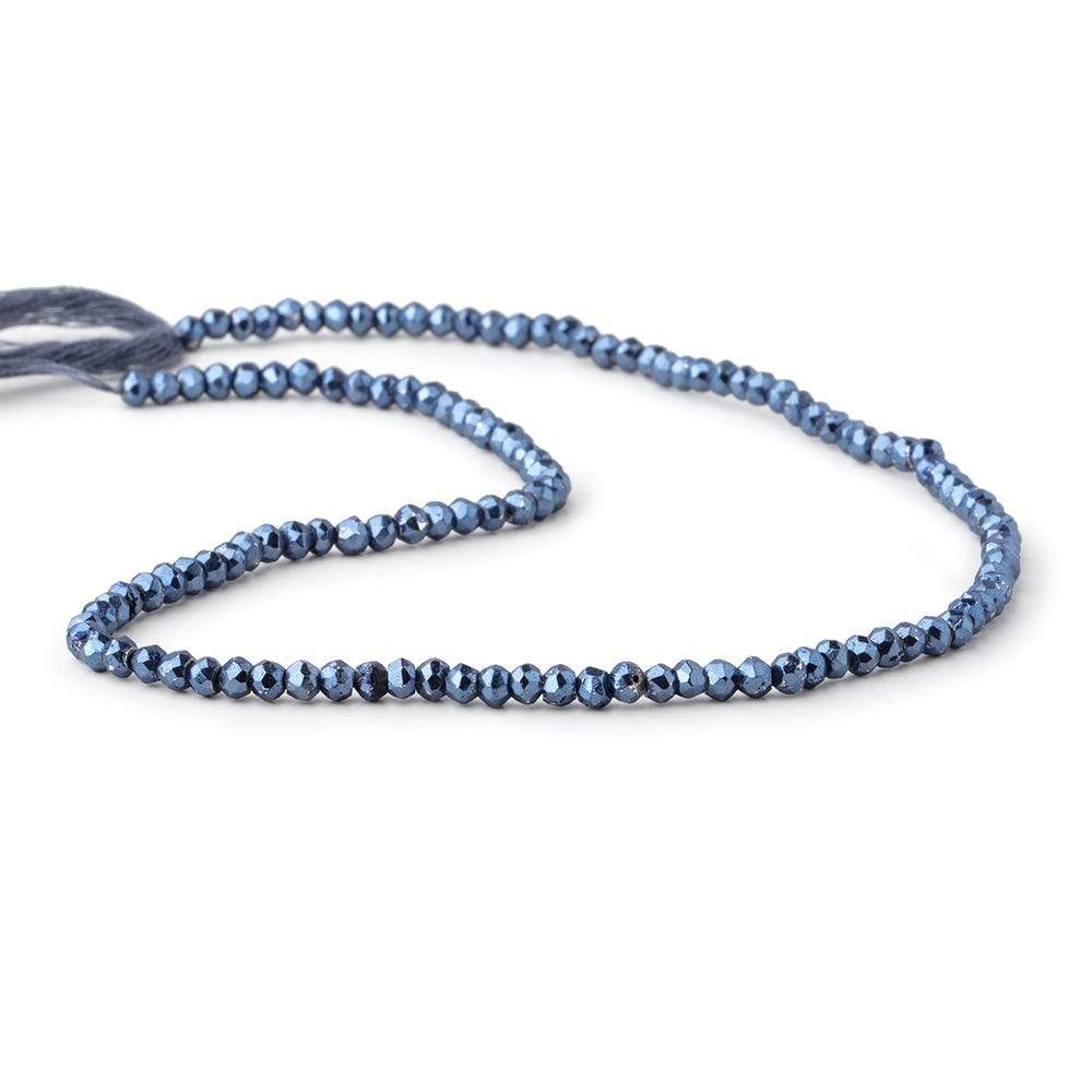 3.5-4mm Metallic Cadet Blue plated Pyrite faceted rondelle Beads 104 pcs - Beadsofcambay.com