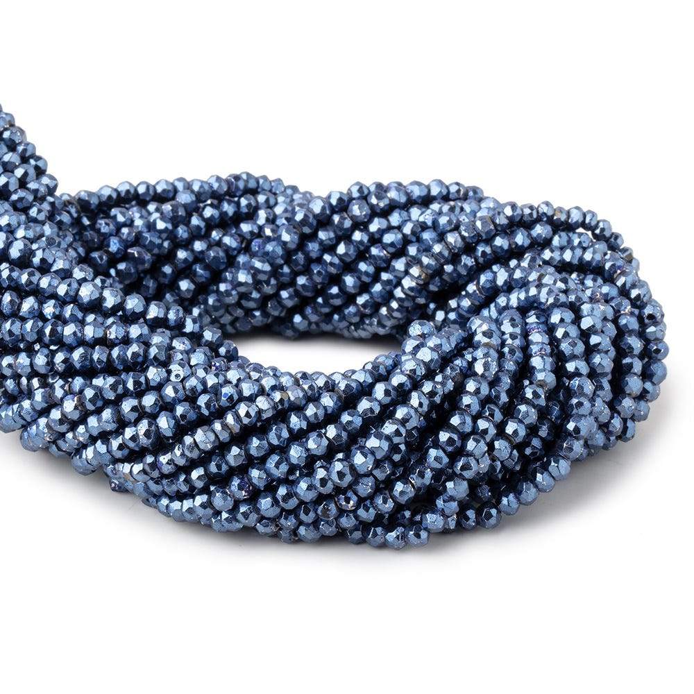 3.5-4mm Metallic Cadet Blue plated Pyrite faceted rondelle Beads 104 pcs - Beadsofcambay.com
