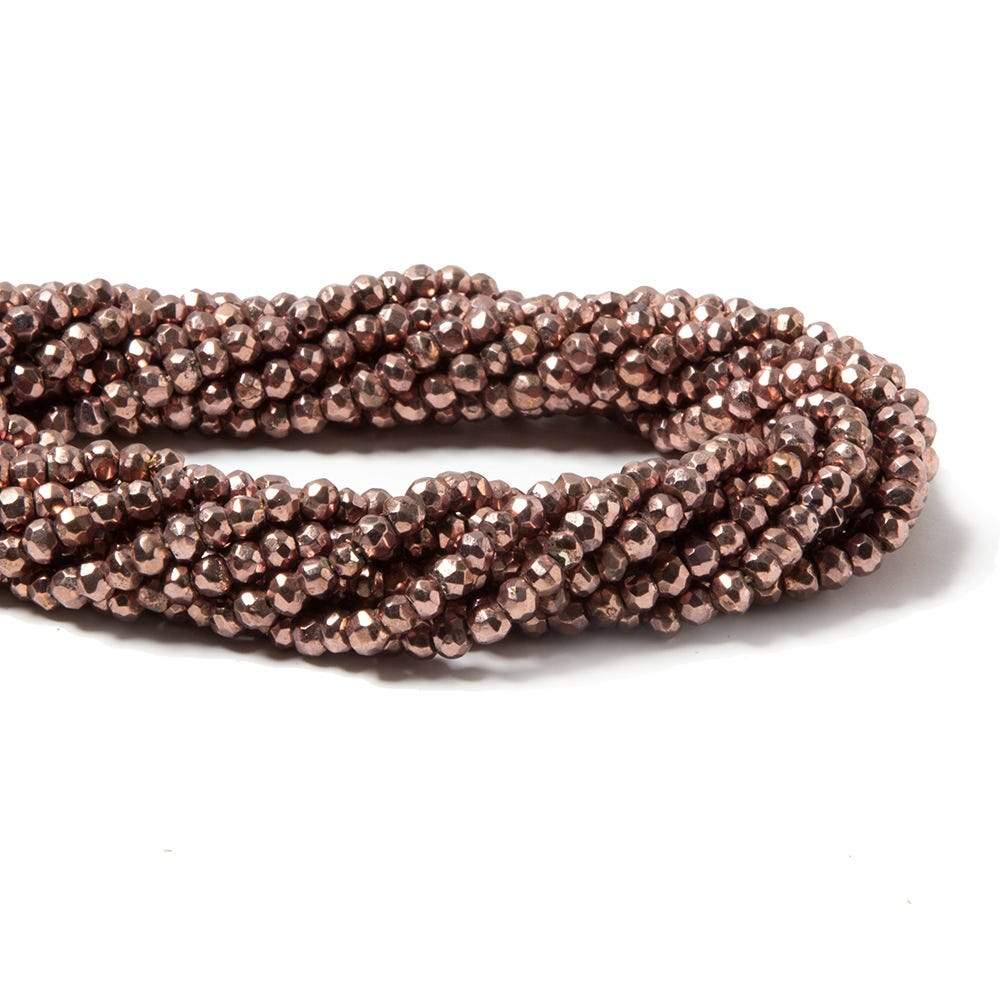 3.5-4mm Metallic Cocoa Brown plated Pyrite faceted rondelle Beads 117 pcs - Beadsofcambay.com