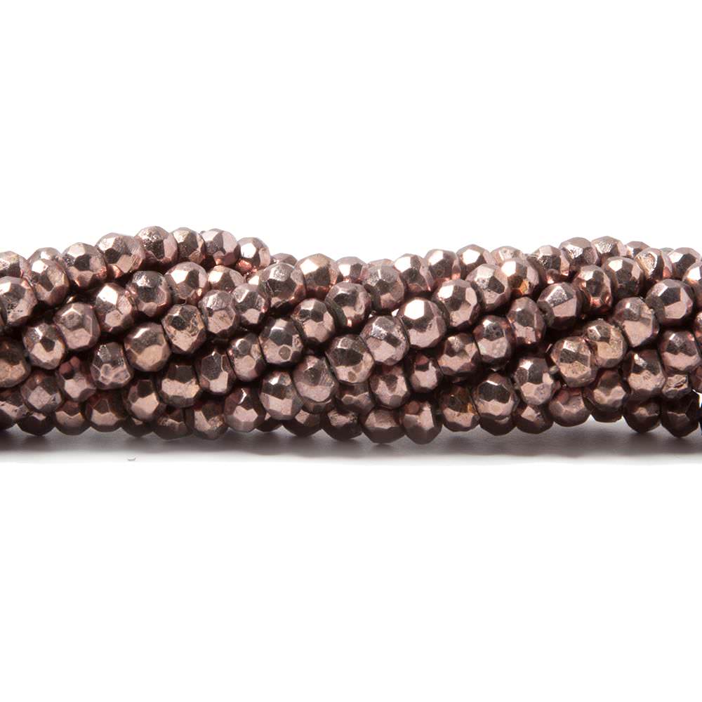 3.5-4mm Metallic Cocoa Brown plated Pyrite faceted rondelle Beads 117 pcs - Beadsofcambay.com