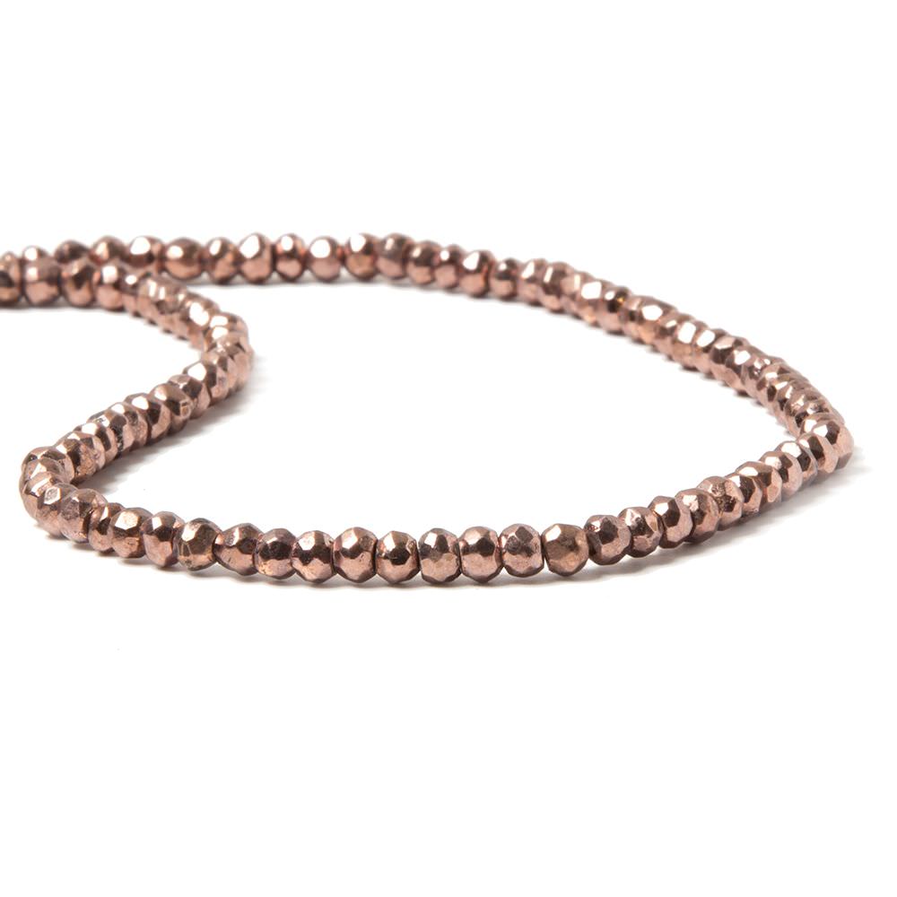 3.5-4mm Metallic Cocoa Brown plated Pyrite faceted rondelle Beads 117 pcs - Beadsofcambay.com