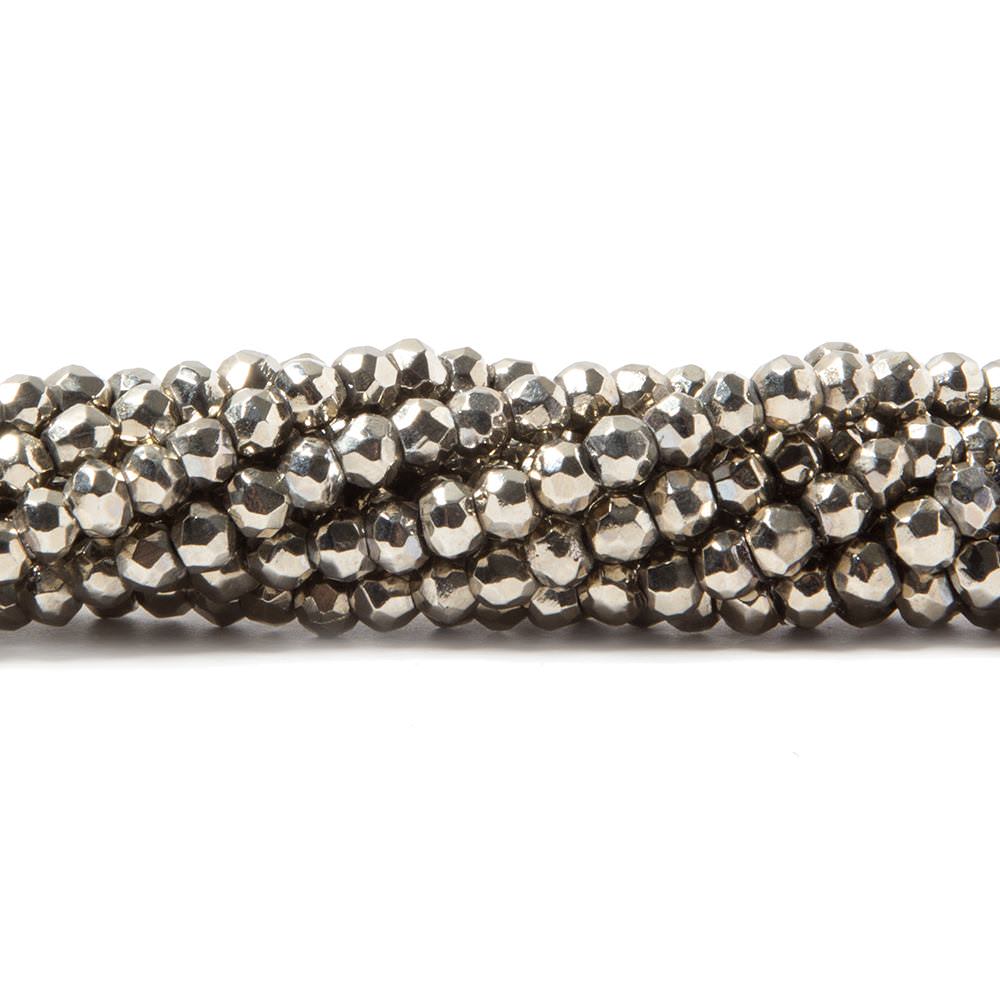 3.5-4mm Metallic Dark Champagne plated Pyrite faceted rondelle Beads 106 pcs - Beadsofcambay.com