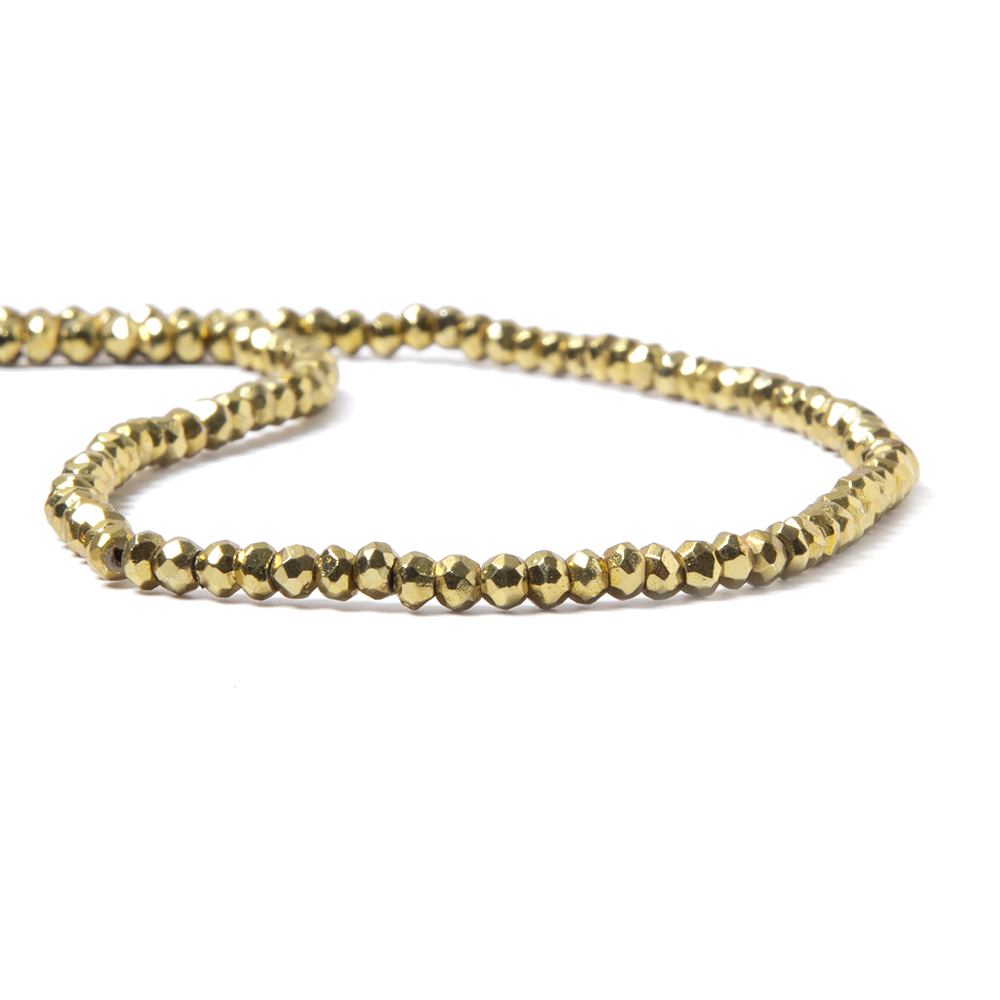 3.5-4mm Metallic Gold plated Pyrite faceted rondelle Beads 13 inch 118 pcs - Beadsofcambay.com