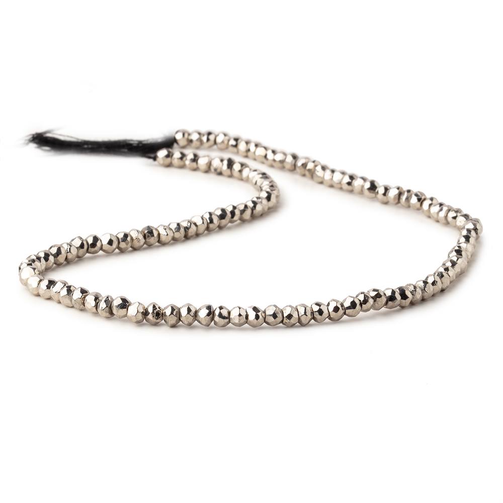 3.5-4mm Metallic Silver plated Pyrite faceted rondelle Beads 104 pcs - Beadsofcambay.com