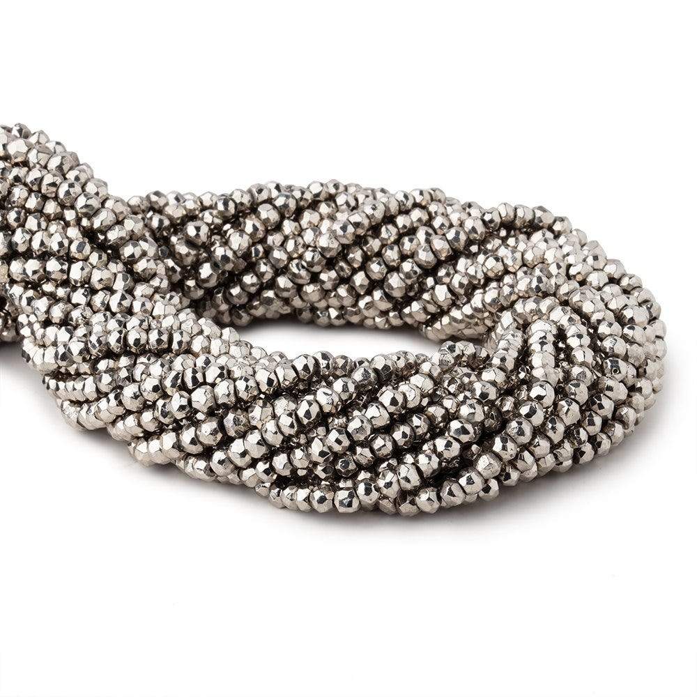 3.5-4mm Metallic Silver plated Pyrite faceted rondelle Beads 104 pcs - Beadsofcambay.com