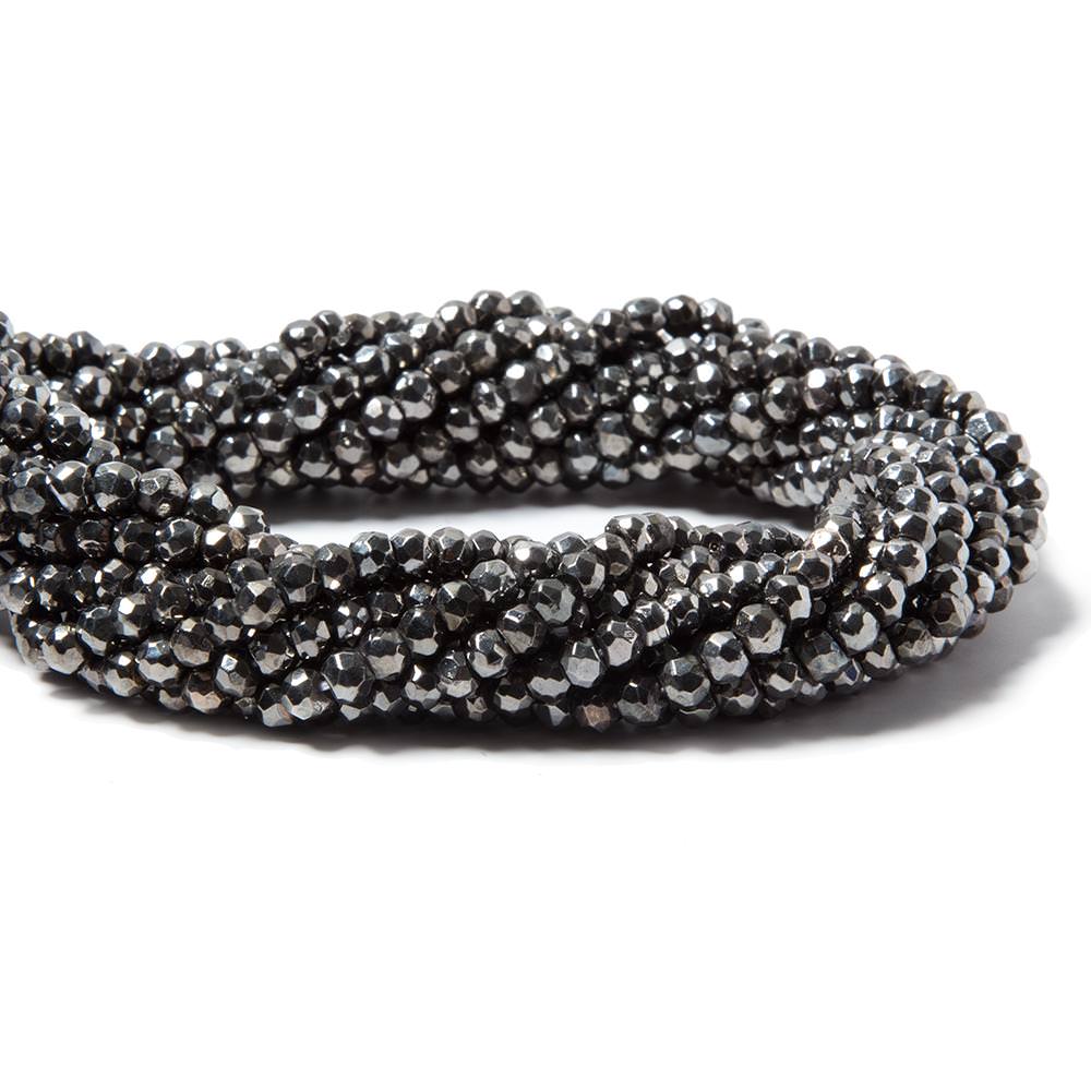 3.5-4mm Metallic Smoky Grey plated Pyrite faceted rondelle Beads 102 pcs - Beadsofcambay.com