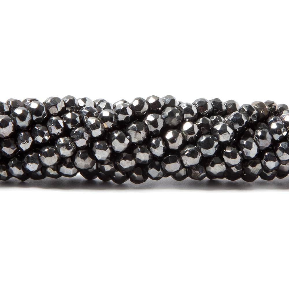 3.5-4mm Metallic Smoky Grey plated Pyrite faceted rondelle Beads 102 pcs - Beadsofcambay.com