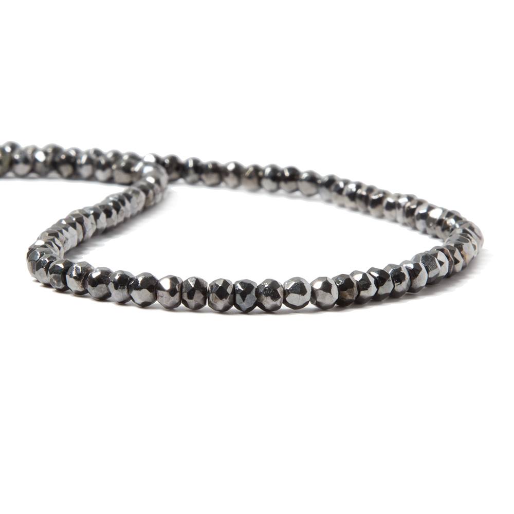 3.5-4mm Metallic Smoky Grey plated Pyrite faceted rondelle Beads 102 pcs - Beadsofcambay.com