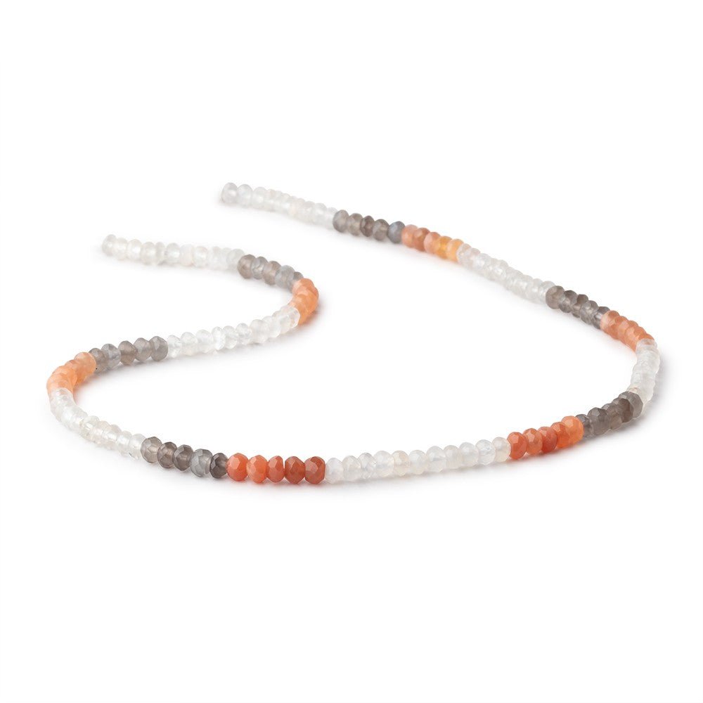 3.5-4mm Multi Color Moonstone Faceted Rondelle Beads 14 inches 134 pieces - Beadsofcambay.com