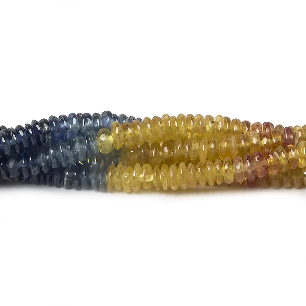 3.5-4mm Multi Color Sapphire Plain Rondelle 16 inch 312 pcs - Beadsofcambay.com