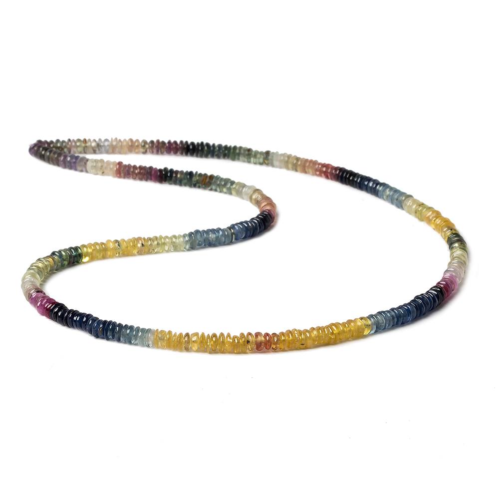 3.5-4mm Multi Color Sapphire Plain Rondelle 16 inch 312 pcs - Beadsofcambay.com