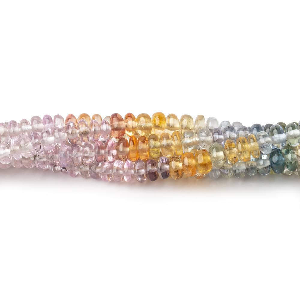 3.5-4mm Multi Color Sapphire Plain Rondelle Beads 18 inch 245 pieces AAA - Beadsofcambay.com