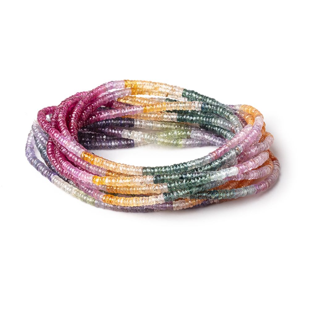 3.5-4mm Multi Color Sapphire & Ruby Faceted Heshi Beads 17 inch 300 pieces - Beadsofcambay.com