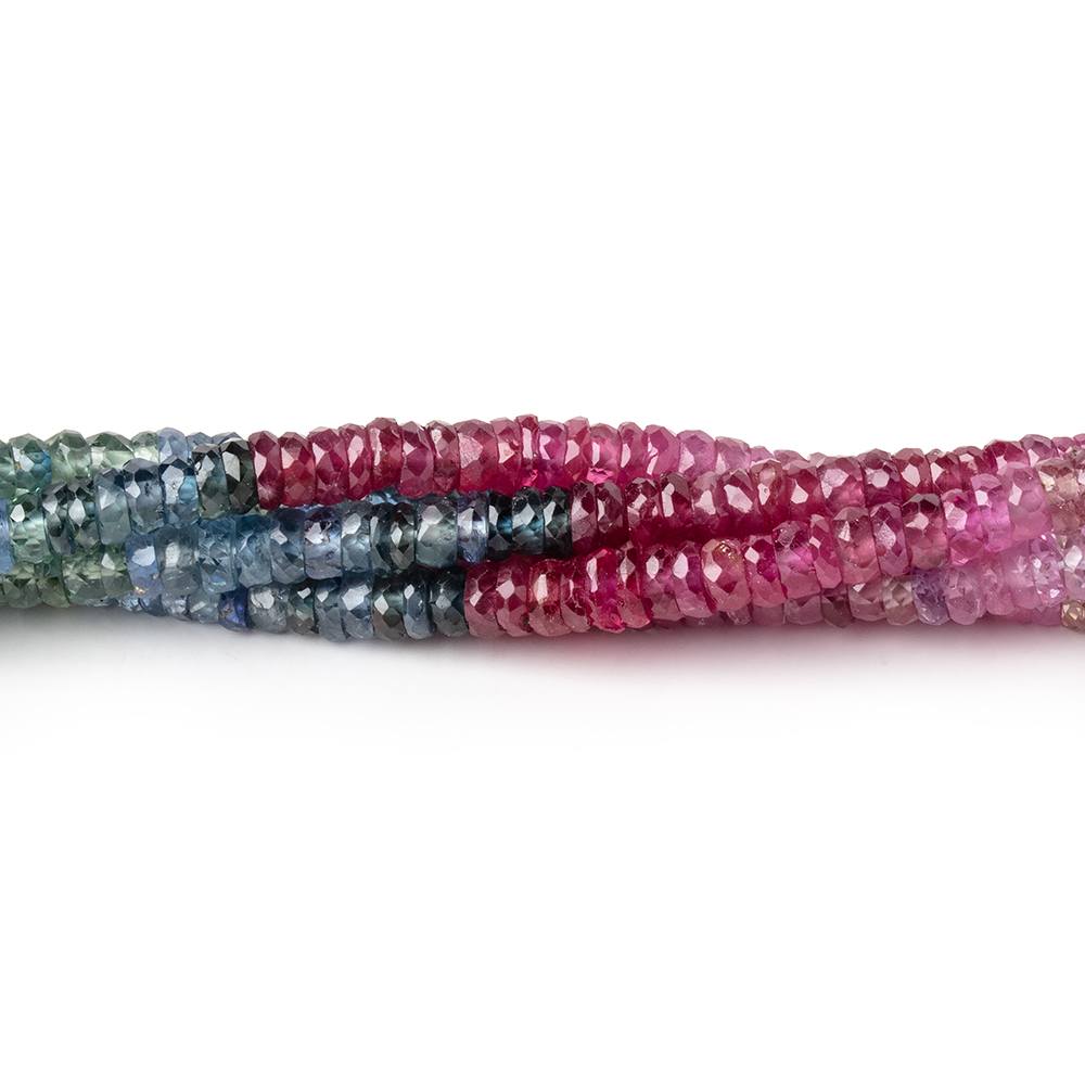3.5-4mm Multi Color Sapphire & Ruby Faceted Heshi Beads 17.5 inch 290 pieces - Beadsofcambay.com