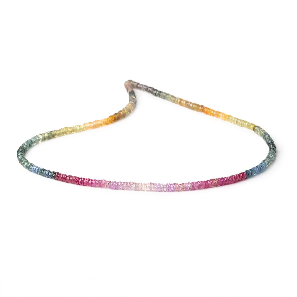 3.5-4mm Multi Color Sapphire & Ruby Faceted Heshi Beads 17.5 inch 290 pieces - Beadsofcambay.com