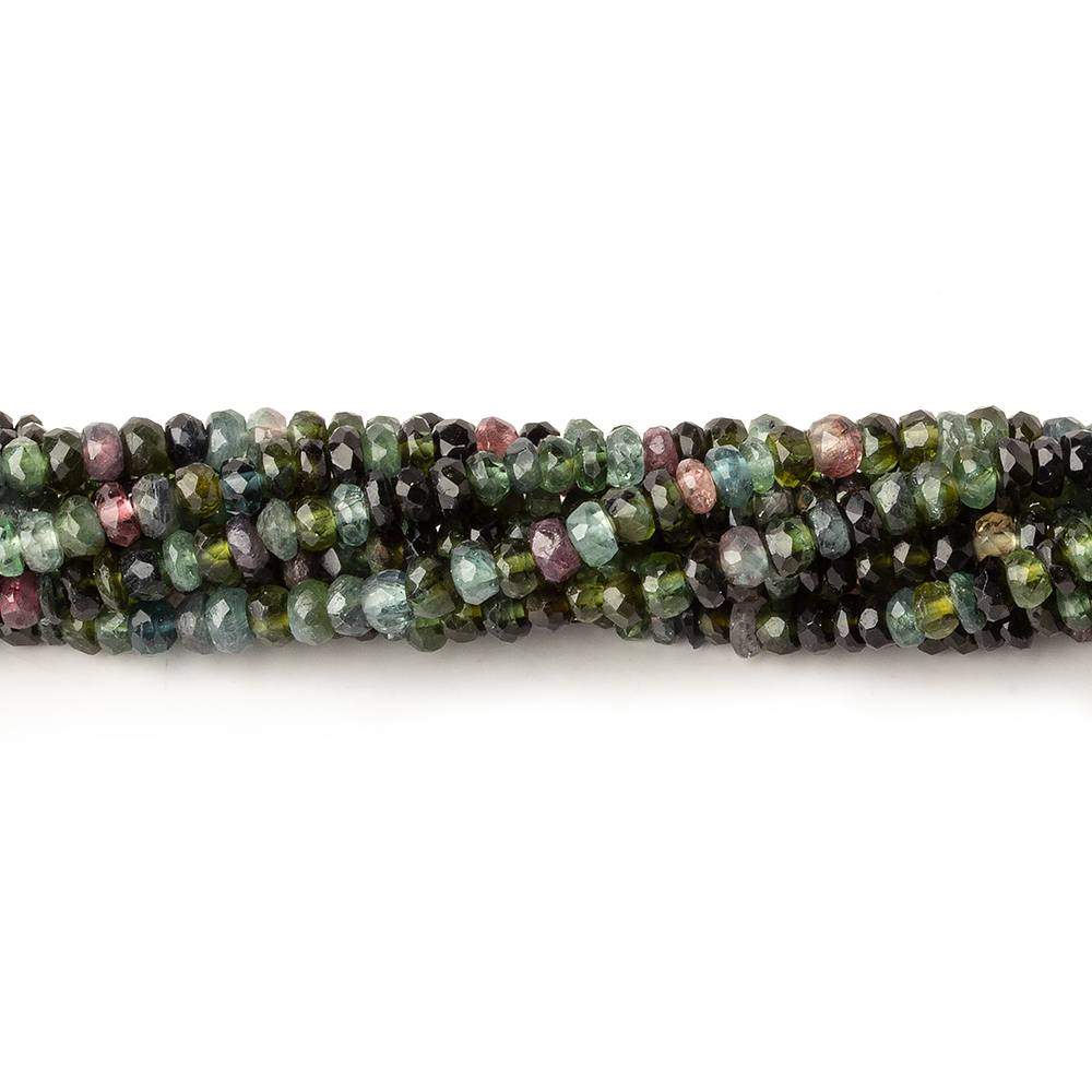 3.5-4mm Multi Color Tourmaline Faceted Rondelle Beads 16 inch 180 beads - Beadsofcambay.com