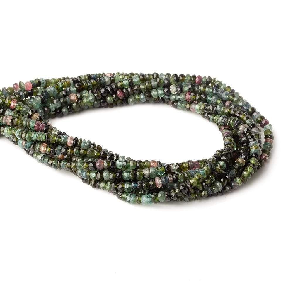 3.5-4mm Multi Color Tourmaline Faceted Rondelle Beads 16 inch 180 beads - Beadsofcambay.com