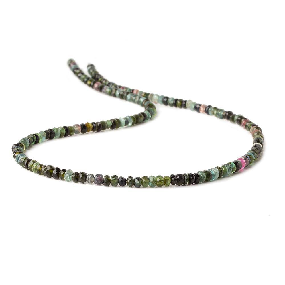 3.5-4mm Multi Color Tourmaline Faceted Rondelle Beads 16 inch 180 beads - Beadsofcambay.com