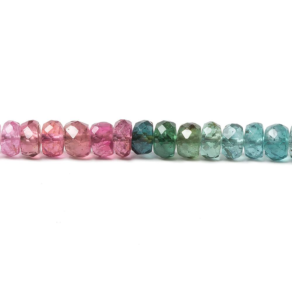 3.5-4mm Multi Color Tourmaline faceted rondelle beads 17 inch 188 pieces - Beadsofcambay.com