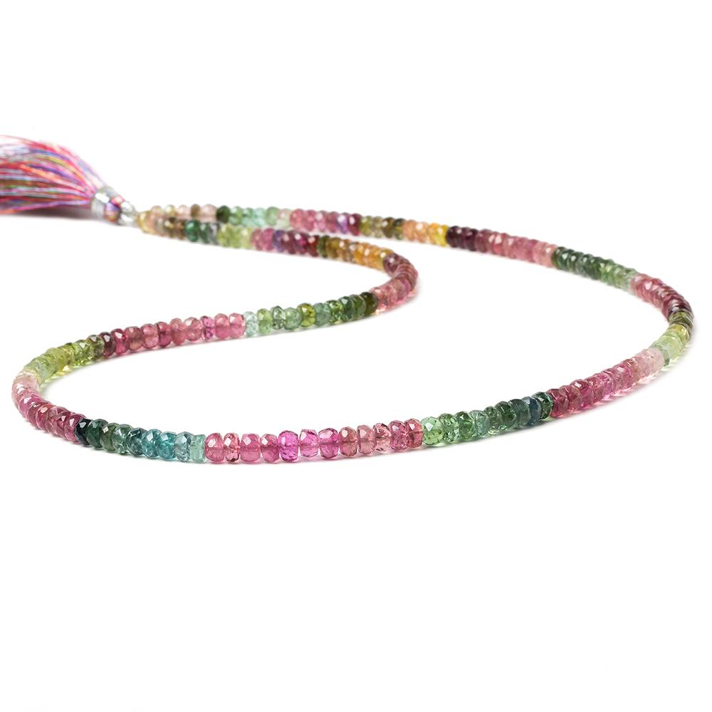 3.5-4mm Multi Color Tourmaline faceted rondelle beads 17 inch 188 pieces - Beadsofcambay.com