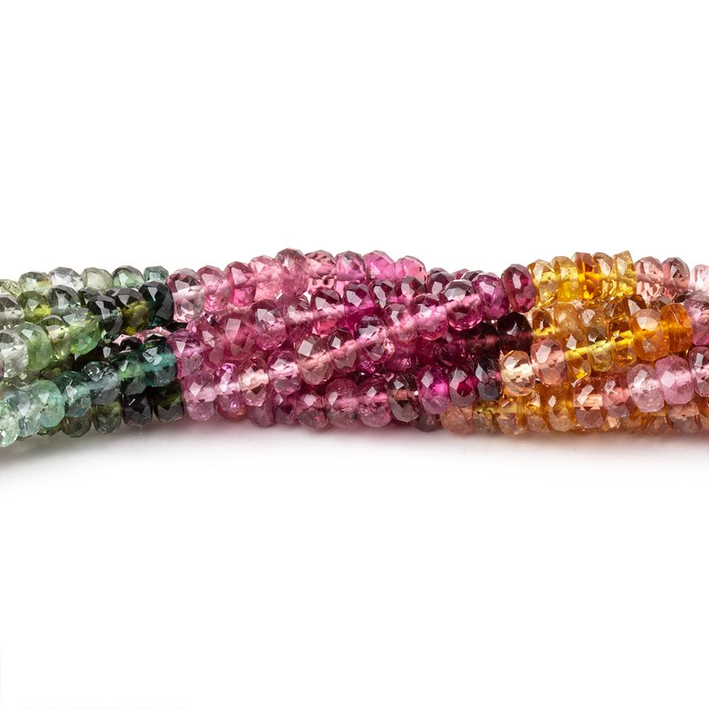 3.5-4mm Multi Color Tourmaline Faceted Rondelle Beads 17 inch 200 pieces AAA - Beadsofcambay.com