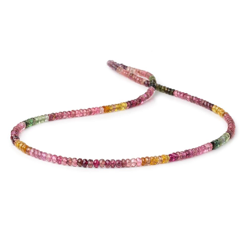 3.5-4mm Multi Color Tourmaline Faceted Rondelle Beads 17 inch 200 pieces AAA - Beadsofcambay.com