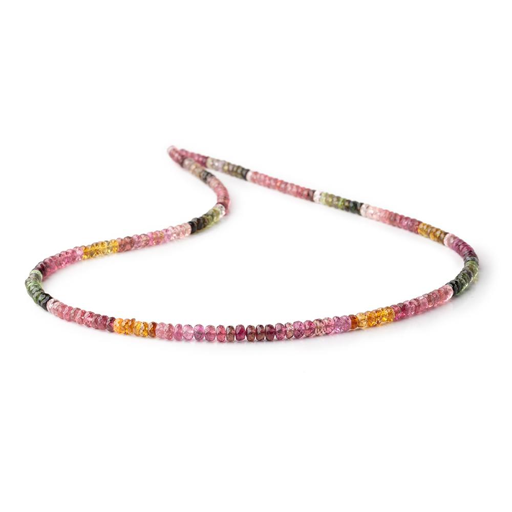 3.5-4mm Multi Color Tourmaline Faceted Rondelle Beads 18 inch 190 pieces AAA - Beadsofcambay.com