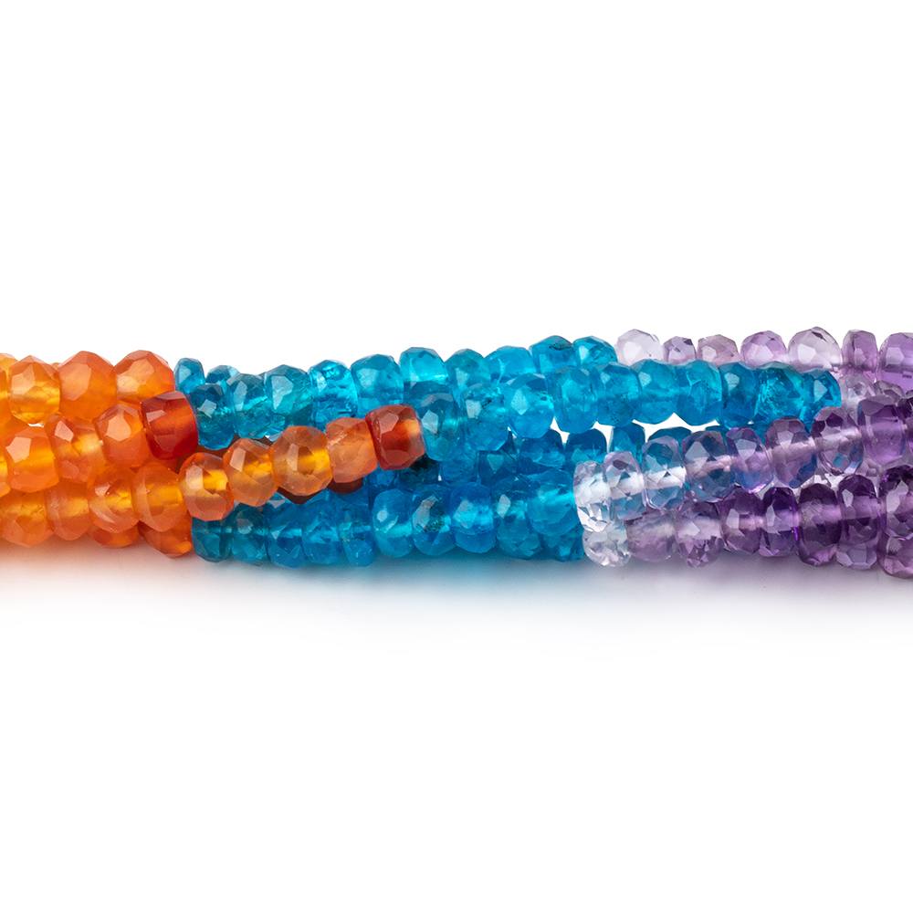 3.5-4mm Multi Gemstone Faceted Rondelle Beads 18 inch 200 pieces AA - Beadsofcambay.com