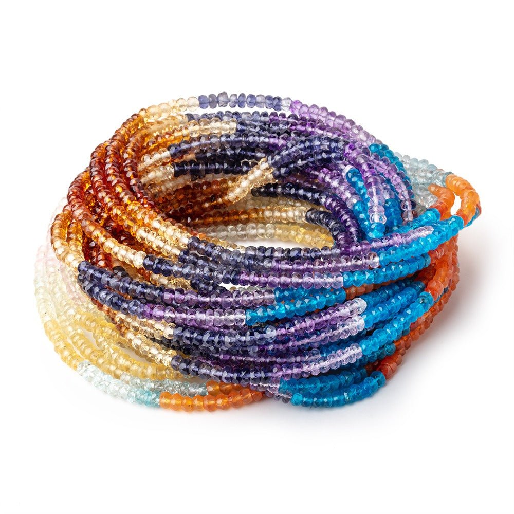 3.5-4mm Multi Gemstone Faceted Rondelle Beads 18 inch 200 pieces AA - Beadsofcambay.com