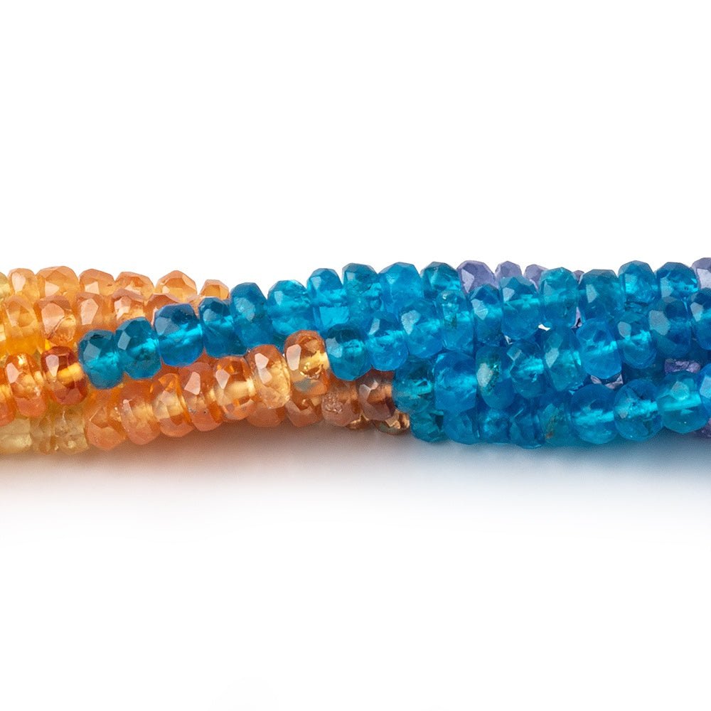 3.5-4mm Multi Gemstone Faceted Rondelles 18 inch 200 Beads AA - Beadsofcambay.com
