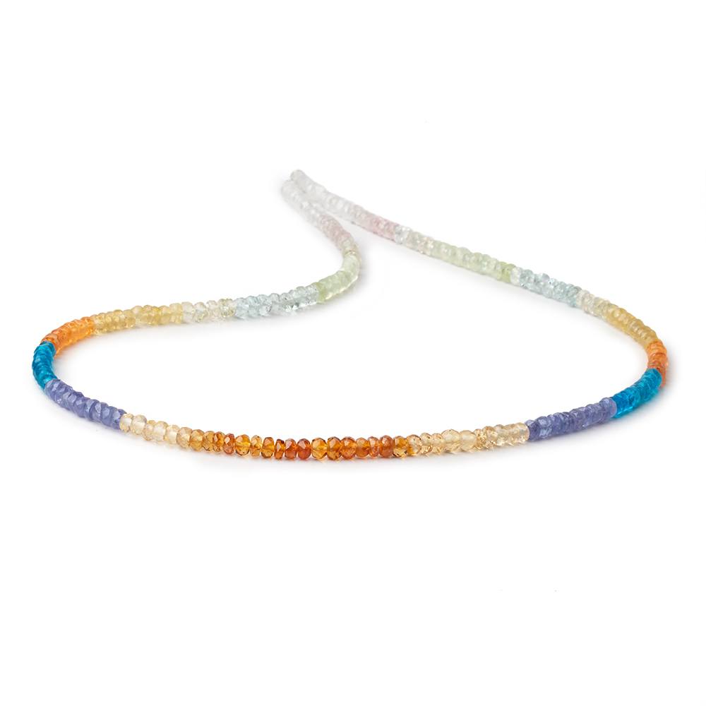 3.5-4mm Multi Gemstone Faceted Rondelles 18 inch 200 Beads AA - Beadsofcambay.com