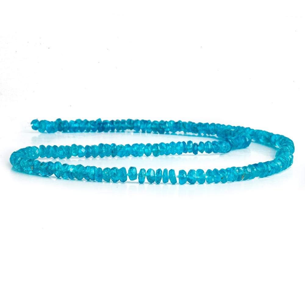 3.5-4mm Neon Apatite Faceted Rondelle 14 inch 171 pieces - Beadsofcambay.com